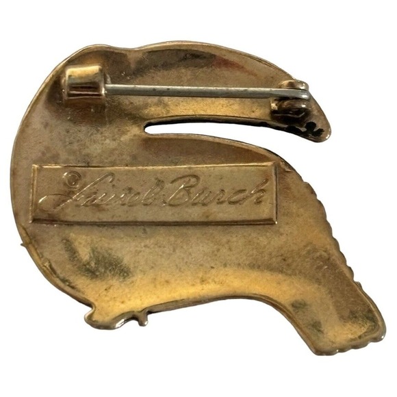 Signed LAUREL BURCH Goldtone Polished TUCAN Shape Pin Brooch - Picture 2 of 6